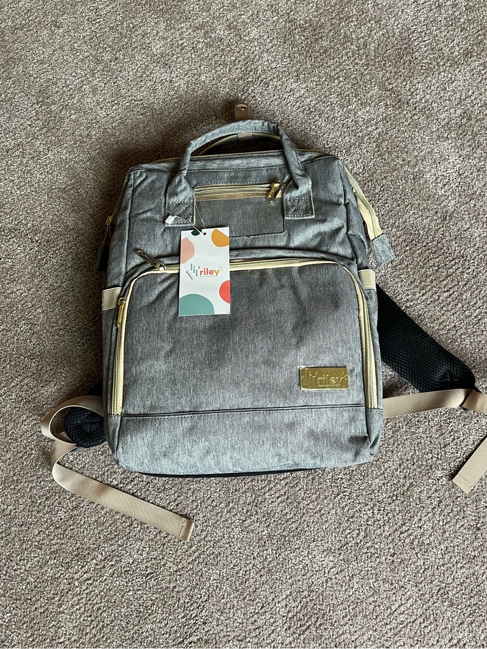 Lil’ Riley Grey Diaper Bag Backpack